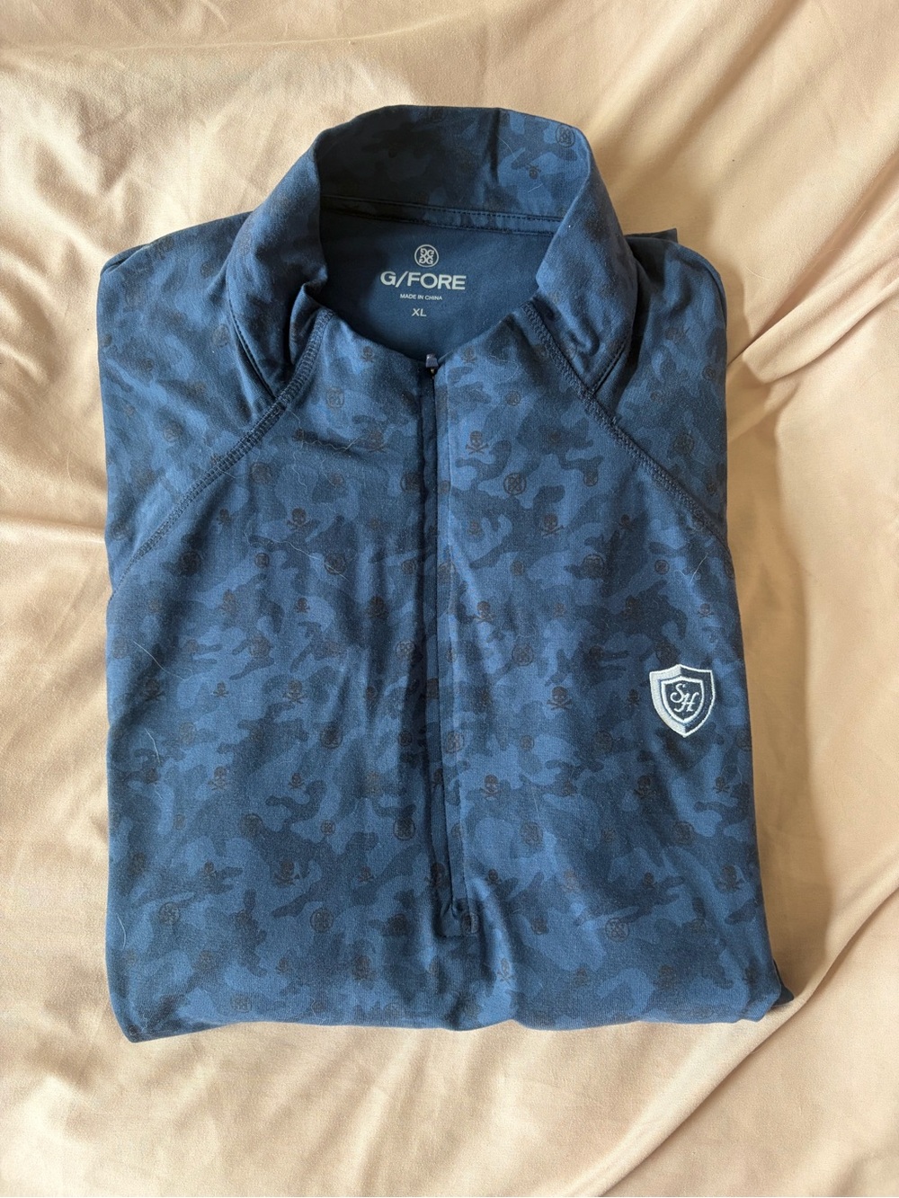 G/FORE Navy Camo Half-Zip Golf Pullover